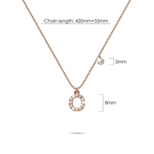 Solid 925 Sterling Silver Initial Crystal Personalised Alphabet Letter Necklace Rose Gold Filled